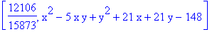 [12106/15873, x^2-5*x*y+y^2+21*x+21*y-148]